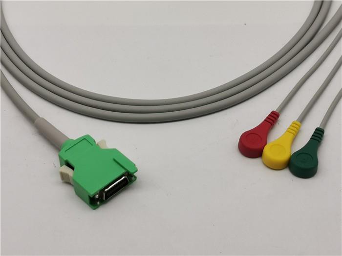 Nihon Kohden ECG Transducer Cable 3 Leads Snaps
