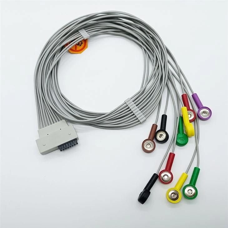 Cardioline 10 Lead ECG Cable 0.9m Holter Cable Snap Connector
